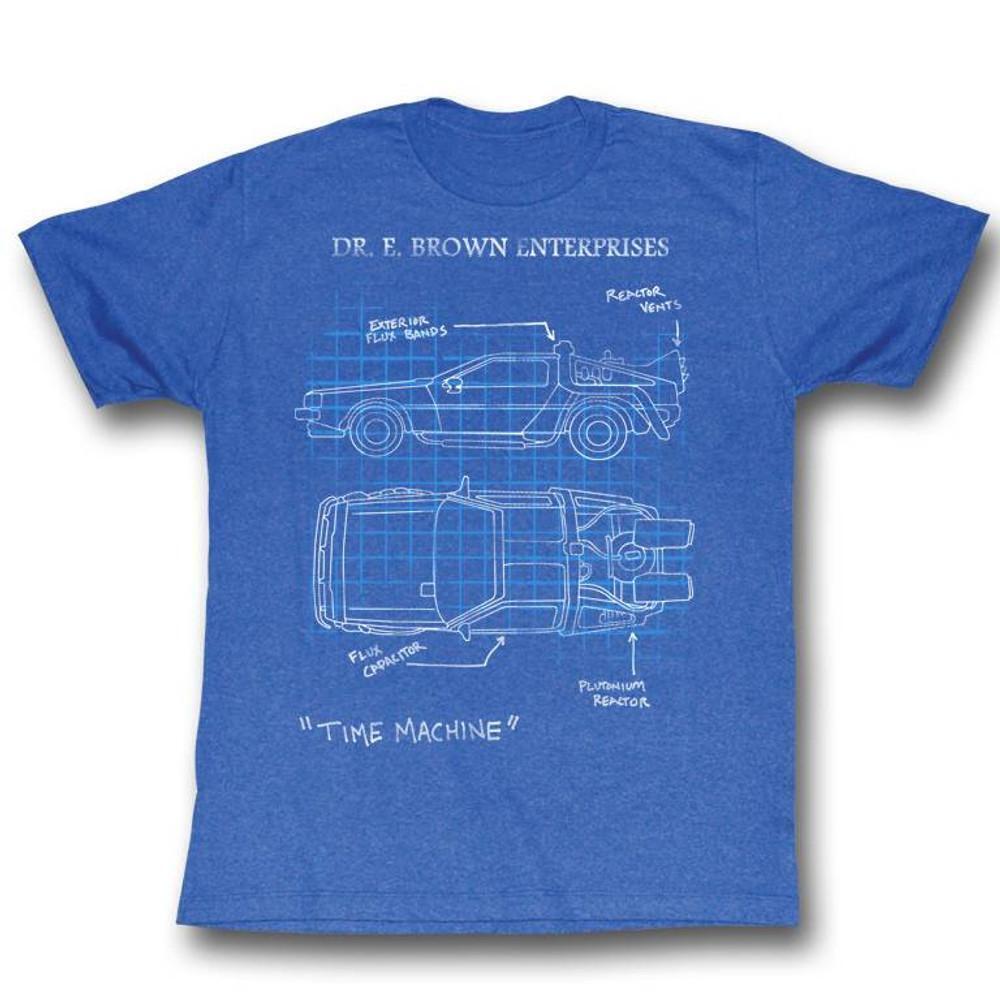 Back To The Future Delorean Schematic Royal Heather Adult T Shirt